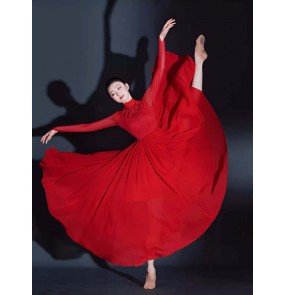 Red Chinese folk Classical dance costume woman Flowing atmosphere opening dance dress ballroom ballet dance skirts Modern dance performance clothes for female